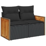 Set Divani da Giardino 13pz con Cuscini Nero in Polyrattan