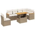 Set Divani da Giardino 7 pz con Cuscini Beige in Polyrattan