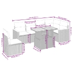 Set Divani da Giardino 7 pz con Cuscini Beige in Polyrattan