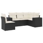 Set Divani da Giardino 5 pz con Cuscini in Polyrattan Nero
