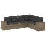 Set Divano da Giardino 6 pz con Cuscini Grigio in Polyrattan