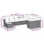 Set Divani da Giardino 10pz con Cuscini in Polyrattan Nero