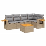 Set Divano da Giardino 6 pz con Cuscini Beige in Polyrattan