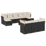 Set Divani da Giardino 11 pz con Cuscini in Polyrattan Nero