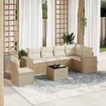 Set Divani da Giardino 7 pz con Cuscini Beige in Polyrattan