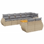 Set Divano da Giardino 9 pz con Cuscini Beige in Polyrattan