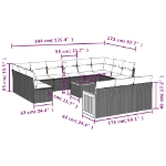 Set Divani da Giardino 14pz con Cuscini in Polyrattan Grigio