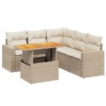Set Divano da Giardino 6 pz con Cuscini Beige in Polyrattan