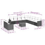 Set Divani da Giardino 12 pz con Cuscini Nero in Polyrattan