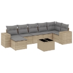 Set Divano da Giardino 8 pz con Cuscini Beige in Polyrattan
