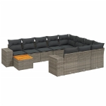 Set Divani da Giardino 11 pz con Cuscini in Polyrattan Grigio