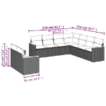 Set Divano da Giardino 9 pz con Cuscini Grigio in Polyrattan