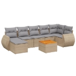 Set Divano da Giardino 8 pz con Cuscini Beige in Polyrattan