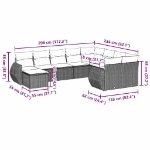 Set Divano Giardino 10 pz con Cuscini Grigio Chiaro Polyrattan
