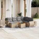 Set Divano da Giardino 8 pz con Cuscini Beige in Polyrattan