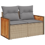 Set Divano da Giardino 9 pz con Cuscini Beige in Polyrattan