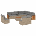 Set Divano da Giardino 13 pz con Cuscini Beige in Polyrattan