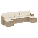 Set Divani da Giardino 7 pz con Cuscini Beige in Polyrattan