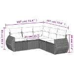 Set Divano da Giardino 5 pz con Cuscini Marrone in Polyrattan