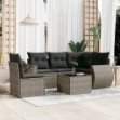 Set Divano da Giardino 6 pz con Cuscini Grigio in Polyrattan