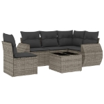 Set Divano da Giardino 6 pz con Cuscini Grigio in Polyrattan