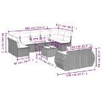 Set Divano da Giardino 10 pz con Cuscini Beige in Polyrattan