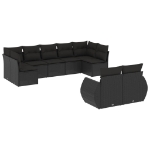 Set Divani da Giardino 9 pz con Cuscini Nero in Polyrattan