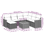 Set Divano da Giardino 8 pz con Cuscini Grigio in Polyrattan