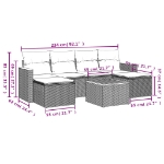 Set Divani da Giardino 7 pz con Cuscini Beige in Polyrattan