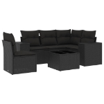 Set Divano da Giardino 6 pz con Cuscini Nero in Polyrattan