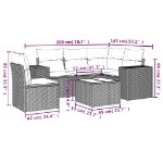 Set Divano da Giardino 6 pz con Cuscini Nero in Polyrattan