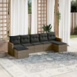 Set Divani da Giardino 7 pz con Cuscini Grigio in Polyrattan