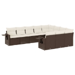 Set Divani da Giardino 10pz con Cuscini in Polyrattan Marrone