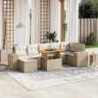 Set Divano da Giardino 8 pz con Cuscini Beige in Polyrattan