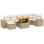 Set Divano da Giardino 8 pz con Cuscini Beige in Polyrattan