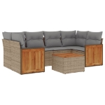 Set Divani da Giardino 7 pz con Cuscini Beige in Polyrattan