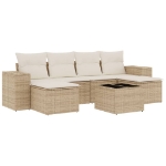 Set Divani da Giardino 7 pz con Cuscini Beige in Polyrattan
