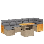 Set Divano da Giardino 8 pz con Cuscini Beige in Polyrattan