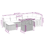 Set Divano da Giardino 8 pz con Cuscini Beige in Polyrattan