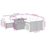 Set Divano da Giardino 9 pz con Cuscini Beige in Polyrattan