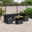 Set Divani da Giardino con Cuscini 8 pz Nero in Polyrattan