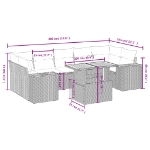 Set Divani da Giardino con Cuscini 8 pz Nero in Polyrattan