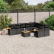 Set Divani da Giardino 10pz con Cuscini in Polyrattan Nero