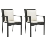 Set da Pranzo da Giardino 9 pz con Cuscini Nero in Polyrattan