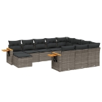 Set Divani da Giardino 11 pz con Cuscini in Polyrattan Grigio