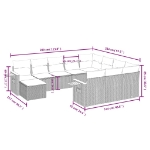 Set Divani da Giardino 11 pz con Cuscini in Polyrattan Grigio