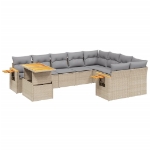 Set Divano da Giardino 10 pz con Cuscini Beige in Polyrattan