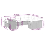 Set Divano da Giardino 10 pz con Cuscini Beige in Polyrattan