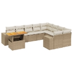 Set Divano da Giardino 10 pz con Cuscini Beige in Polyrattan