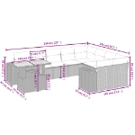 Set Divano da Giardino 10 pz con Cuscini Beige in Polyrattan
